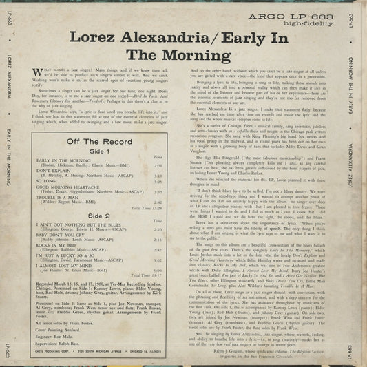 Lorez Alexandria / ロレツ・アレキサンドリア / Early In The Morning (LP663)