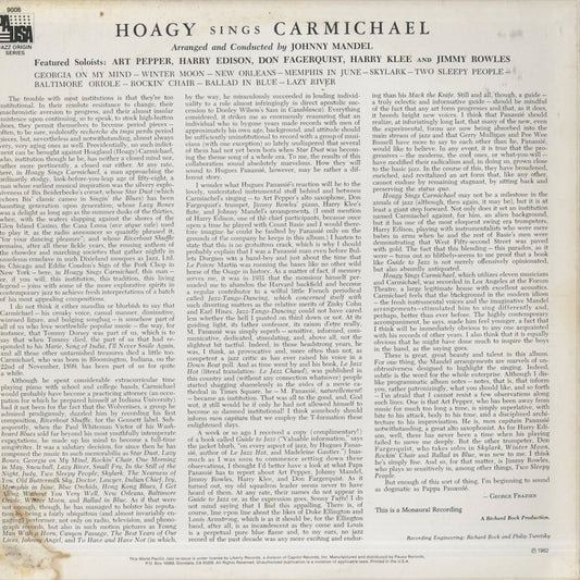 Hoagy Carmichael - Hoagy Sings Carmichael (PR9006) 1982 US PAUSA|中古LP