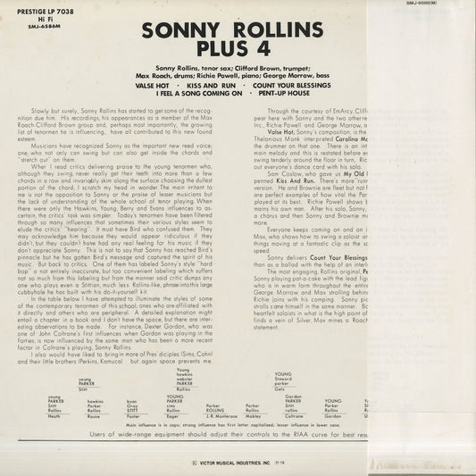 Sonny Rollins - Sonny Rollins Plus 4 (SMJ-6586M) LP 1978 JPN Prestige|中古LP