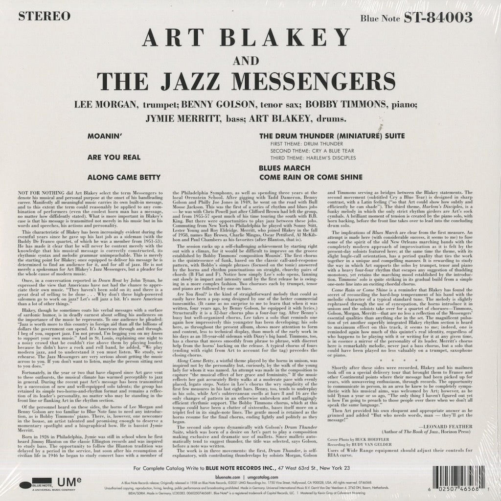 Art Blakey / アートブレイキー&ジャズ・メッセンジャーズ / Moanin' -180g