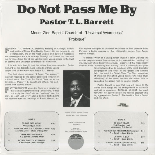 Pastor T. L. Barrett - Do Not Pass Me By Vol.1 (NUM1269LP) 2021 US Numero Group|新品LP back