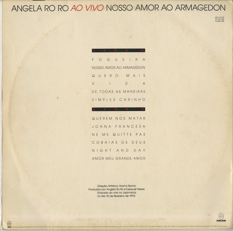 Angela Ro Ro / Ao Vivo (Nosso Amor Ao Armagedon) (407.0135)　