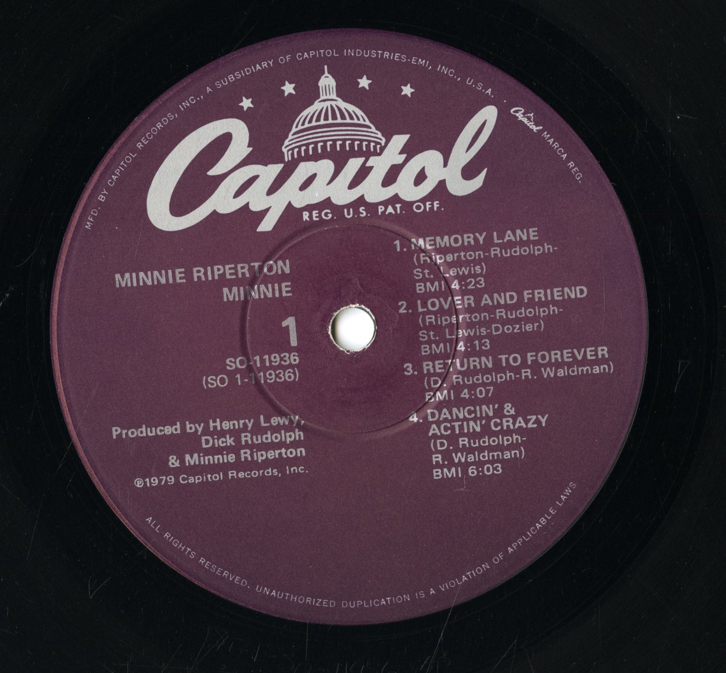 Minnie Riperton – Minnie (SO-11936) LP 1979 US Capitol|中古LP