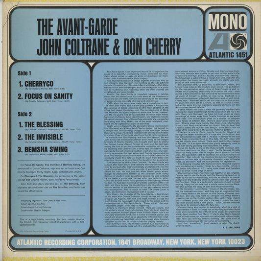John Coltrane - Don Cherry / ジョン・コルトレーン ドン・チェリー / The Avant-Garde (1451) MONO盤