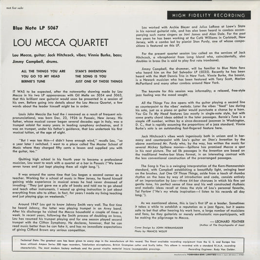 Lou Mecca Quartet / ルー・メッカ・カルテット / Lou Mecca Quartet(BLP-5067)