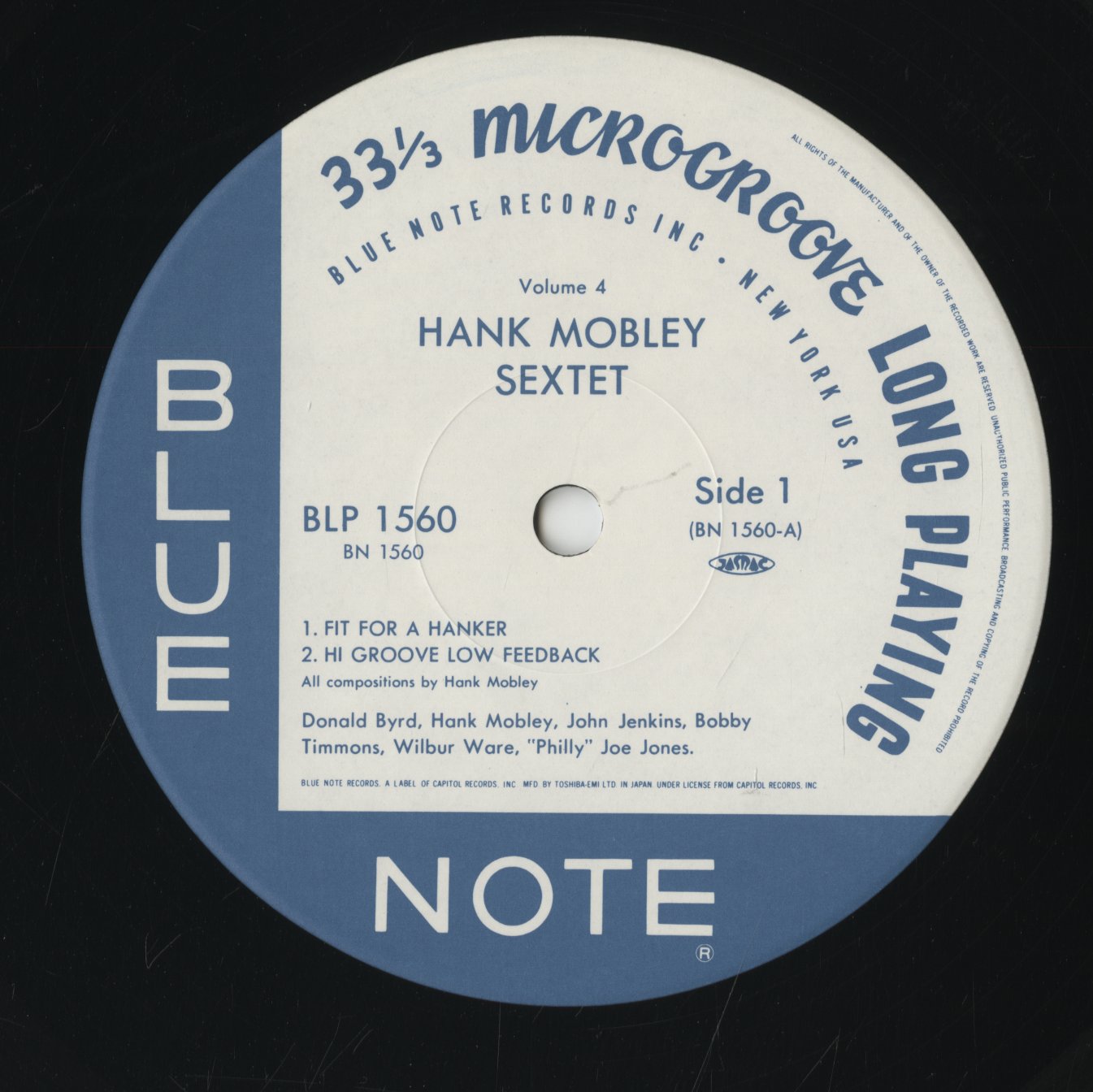 Hank Mobley / ハンク・モブレー / Hank (BN 1560) 1990 JPN Blue Note - Toshiba EMI MONO