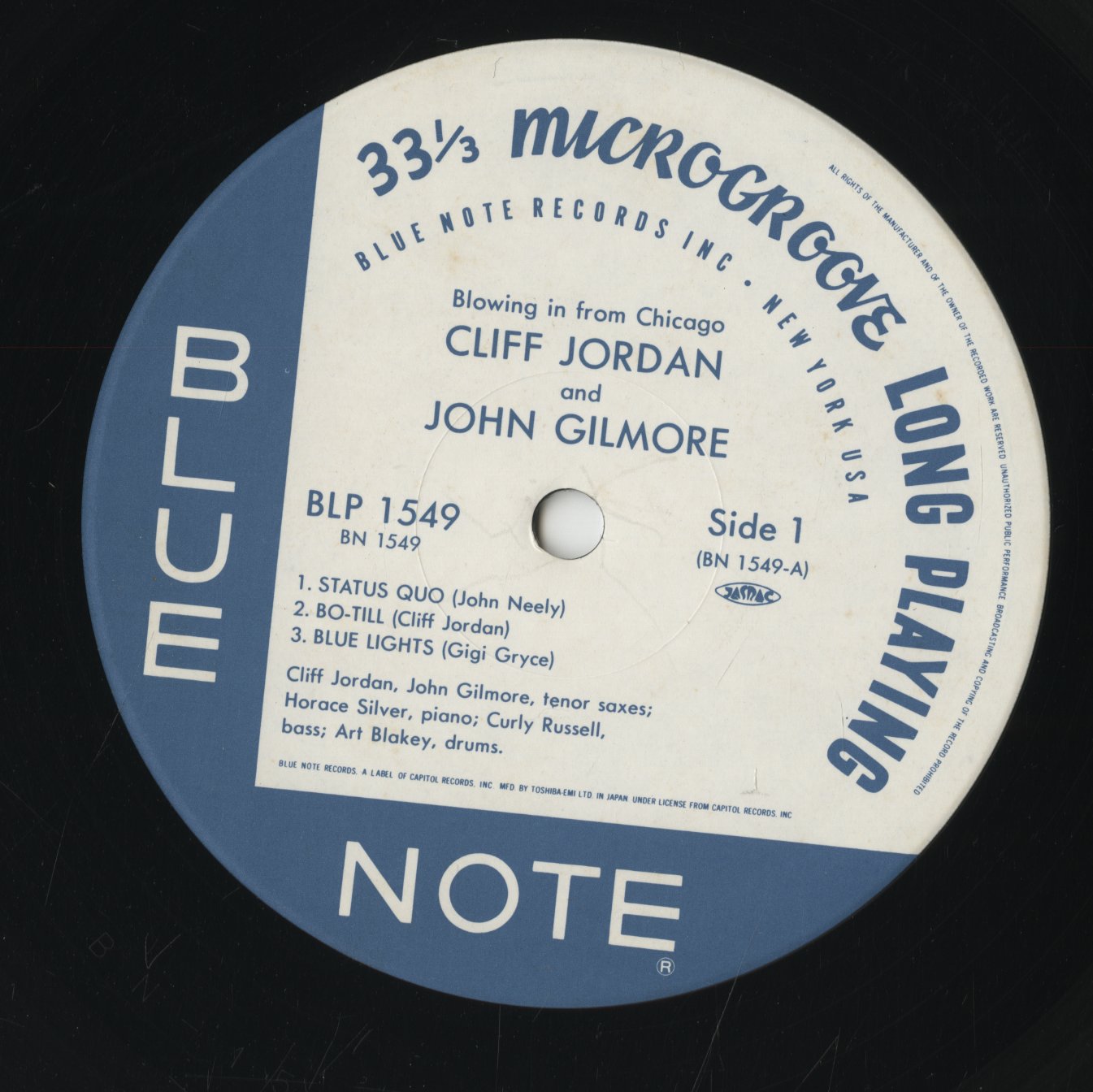 Cliff Jordan / John Gilmore / クリフ・ジョーダン ジョン・ギルモア / Blowing In From Chicago (BN 1549)