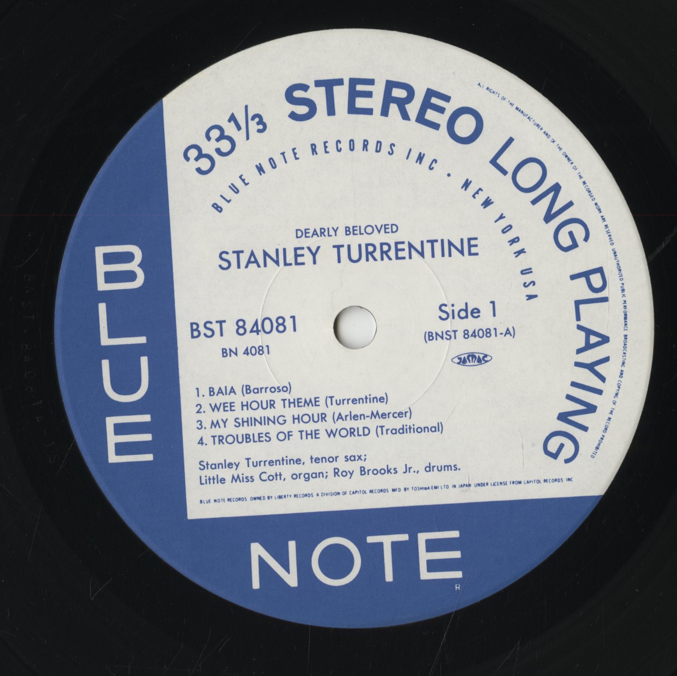 Stanley Turrentine / スタンリー・タレンタイン / Dearly Beloved (BN-4081)
