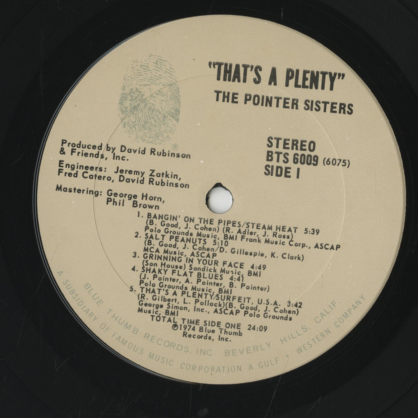 The Pointer Sisters / ポインター・シスターズ / That's Plenty (BTS 6009)