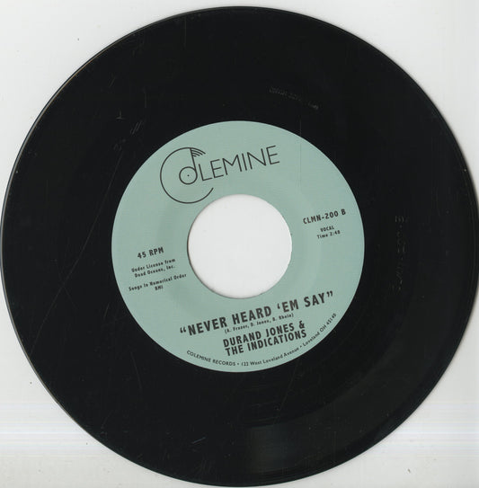 Durand Jones & The Indications / デュラン・ジョーンズ / Power To The People, Never Heard 'Em Say" (CLMN-200)