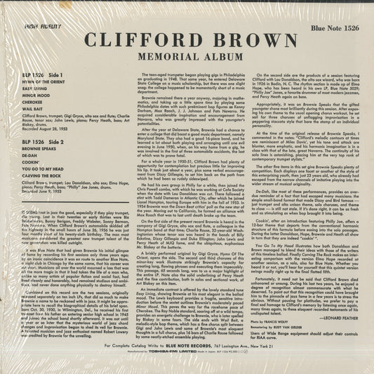 Clifford Brown / クリフォード・ブラウン / Memorial Album (BLP 1526)