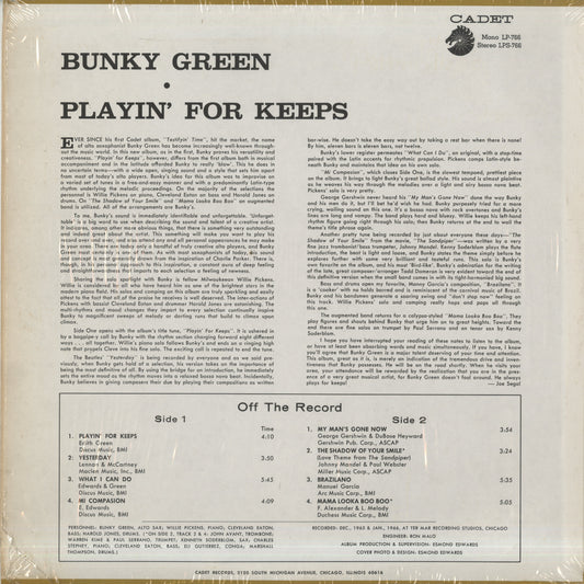 Bunky Green / バンキー・グリーン / Playin' For Keeps (LP 766)
