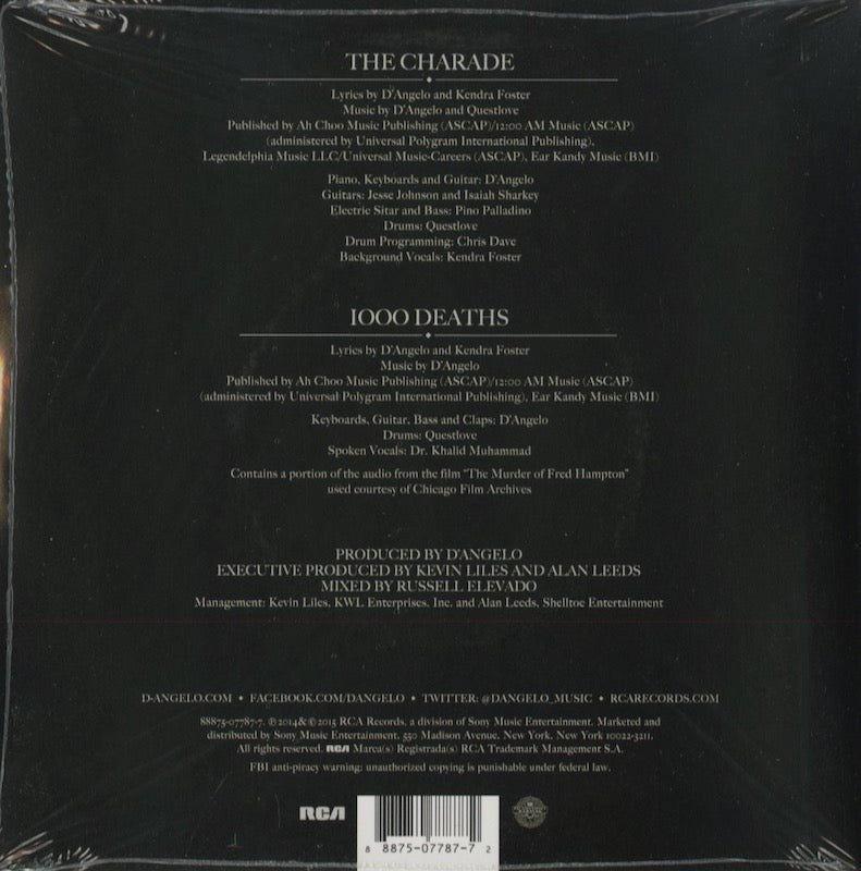 D’Angelo – The Charade / 1000 Deaths (88875-0778) 7inch 2015 US RCA RSD限定盤|新品7インチ back