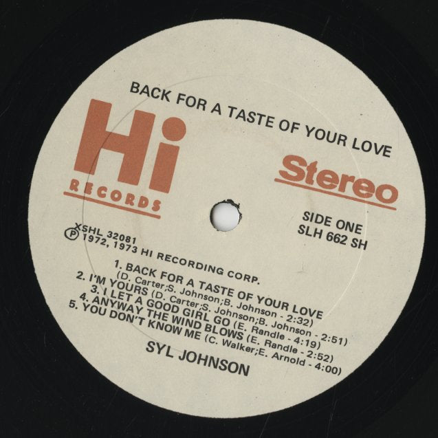 Syl Johnson / シル・ジョンソン / Back For A Taste Of Your Love (XLHS32081)