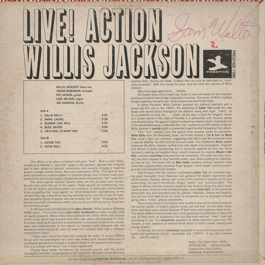 Willis Jackson / ウィリス・ジャクソン / Live! Action (PR 7380)