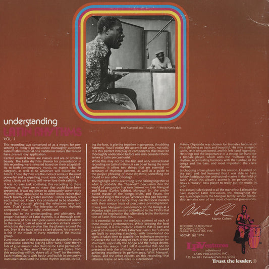 Jose Mangual & Carlos Patato Valdez / ホセ・マンゴアル&カルロス・パタート・ヴァルデス / Understanding Latin Rhythms Vol.1 (LPV 337)