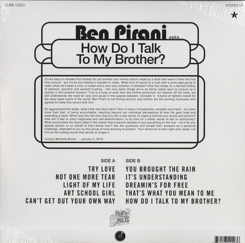 Ben Pirani / ベン・ピラニ / How Do I Talk To My Brother? (CLMN-12021)