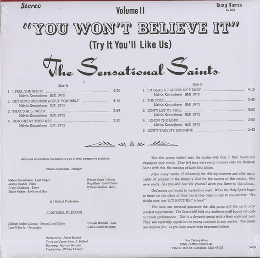 The Sensational Saints - You Won't Believe It (N 1228) 2014 US Numero Group|新品LP back