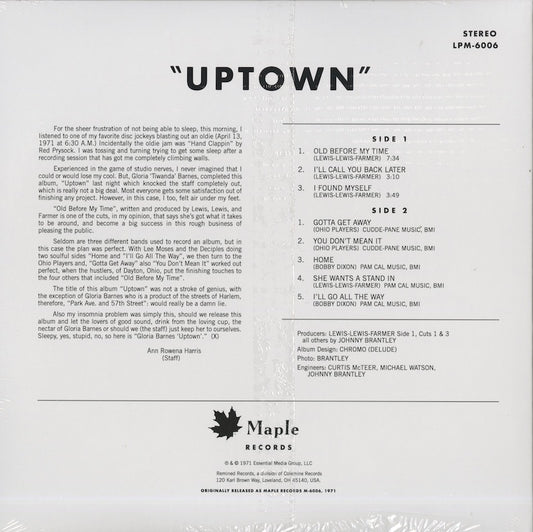 Gloria Barnes / グロリア・バーンズ / Uptown (RMND 12001)