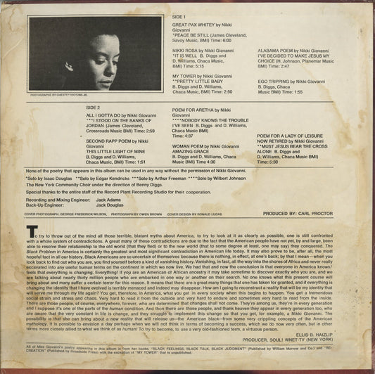 Nikki Giovanni / ニッキ・ジオヴァンニ / Truth Is On Its Way (PRO-5001)