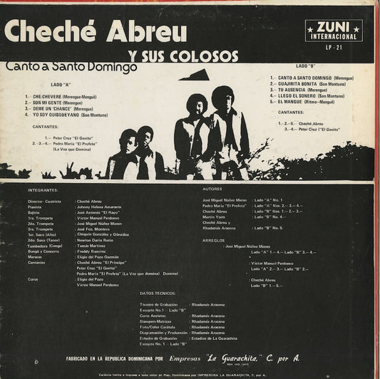 Cheche Abreu U Sus Colosos / Canto A Santo Domingo (LP-21)