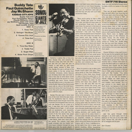 Buddy Tate / Paul Quinichette / Jay McShann / Kansas City Joys (SNTF716)