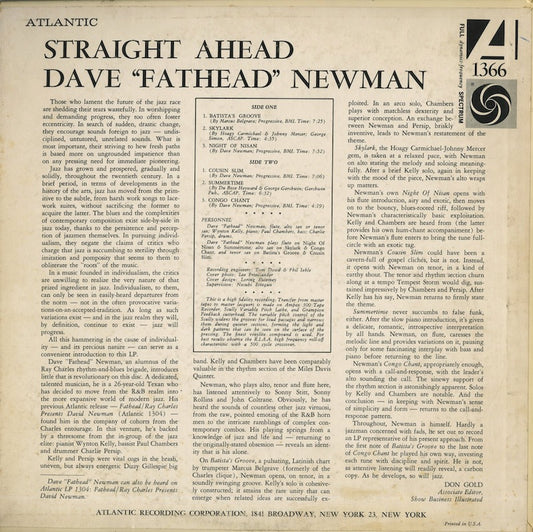 Dave Fathead Newman / デイヴ・ファットヘッド・ニューマン / Straight Ahead (SD 1366)