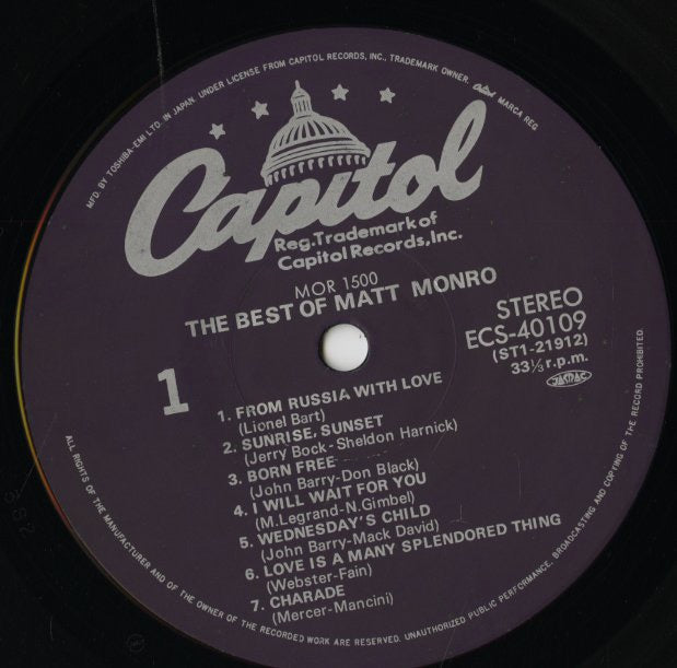 Matt Monro / マット・マンロー / The Best Of Matt Monro (ECS-40109)