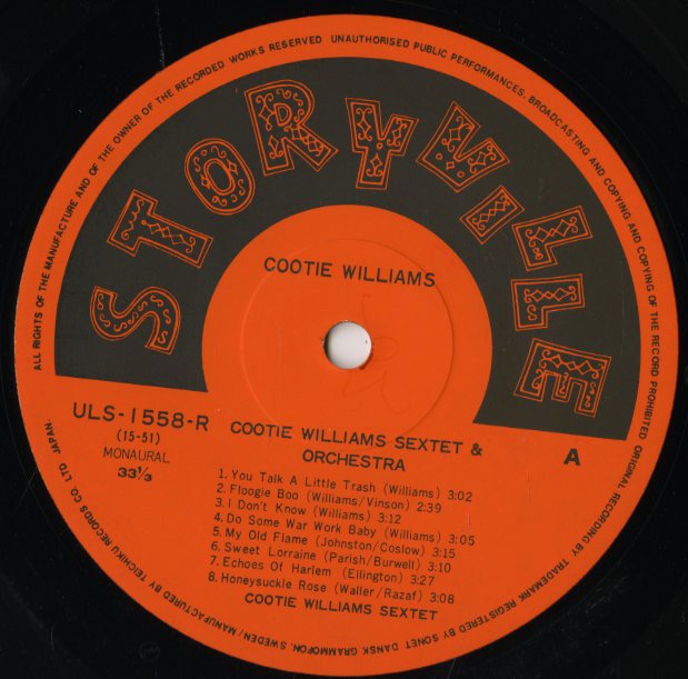 Cootie Williams / クーティー・ウィリアムス / Cootie Williams Sextet And Orchestra (ULS-1558-R)