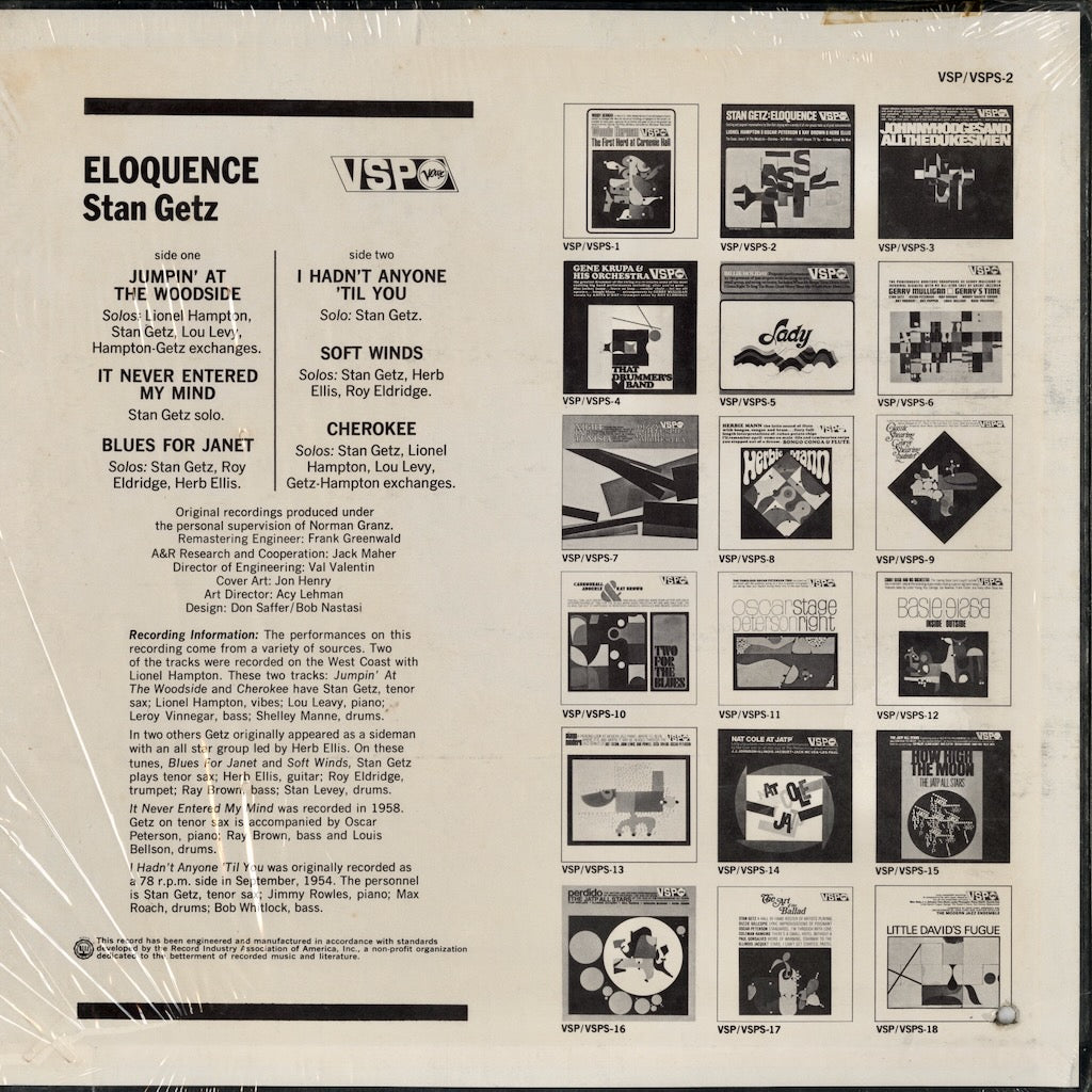 Stan Getz / スタン・ゲッツ / Eloquence (VSP-2)