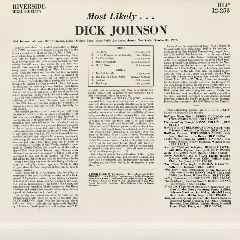 Dick Johnson / ディック・ジョンソン / Most Likely... (RLP 12-253)