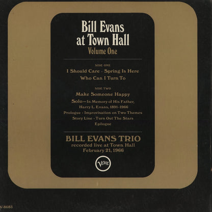 Bill Evans - Bill Evans At Town Hall Volume One (V-8683) 1967 US Verve MONO｜中古LP