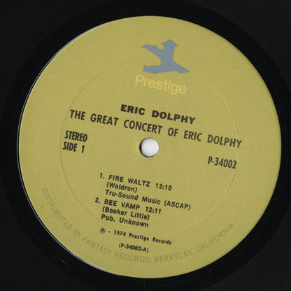 Eric Dolphy - The Great Concert Of Eric Dolphy (P-34002) LP 1974 US Prestige｜中古LP
