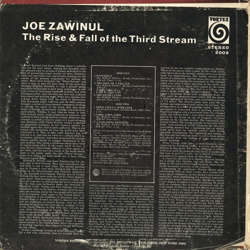 Joe Zawinul - The Rise & Fall Of The Third Stream (SD 2002) 1968 US Vortex｜中古LP