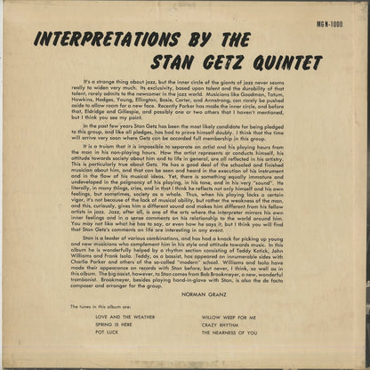 Stan Getz / スタン・ゲッツ / Interpretations By The Stan Getz Quintet (MG N-1000)