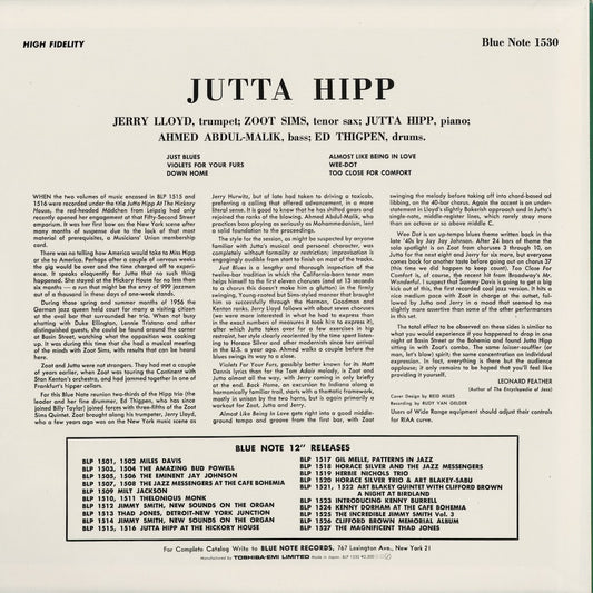 Jutta Hipp - Jutta Hipp With Zoot Sims (BN 1530) 1990 JPN Blue Note｜中古LP