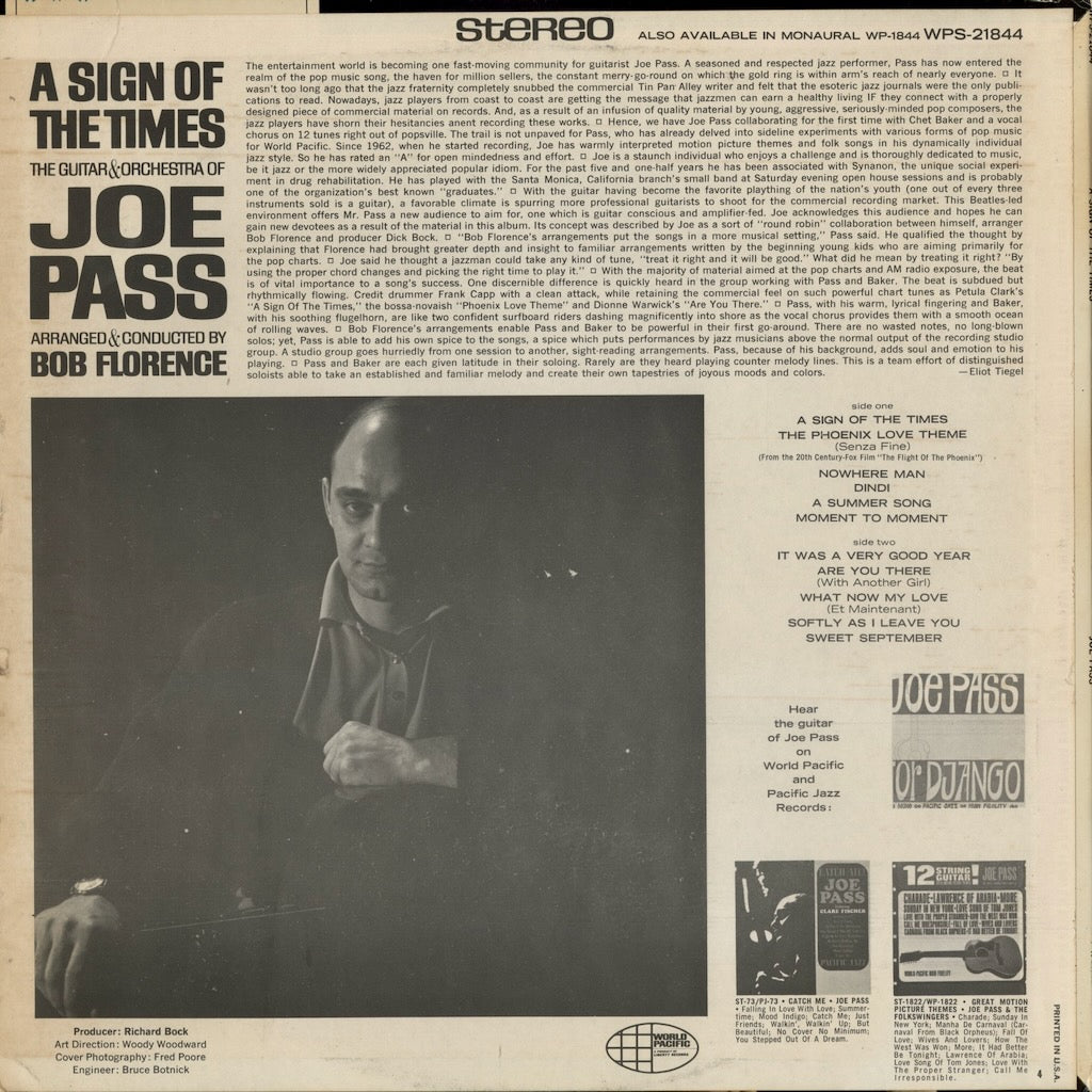 Joe Pass - A Sign Of The Times (WS-1844) 1966 US World Pacific STEREO｜中古LP