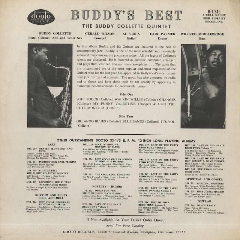 Buddy Collette / バディー・コレット / Buddy's Best (DTL 245)