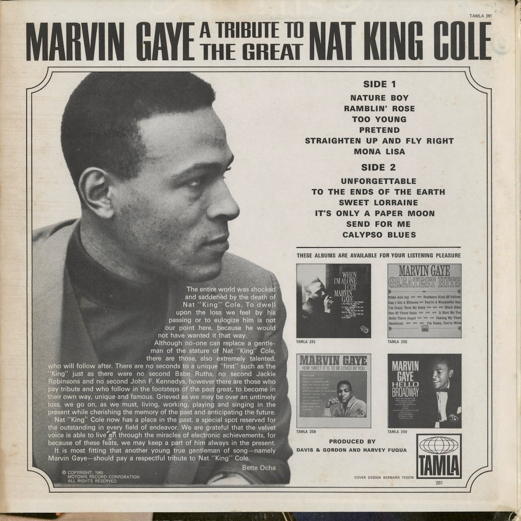Marvin Gaye – A Tribute To Great Nat King Cole (T 261) LP 1965 US Tamla | 中古LP