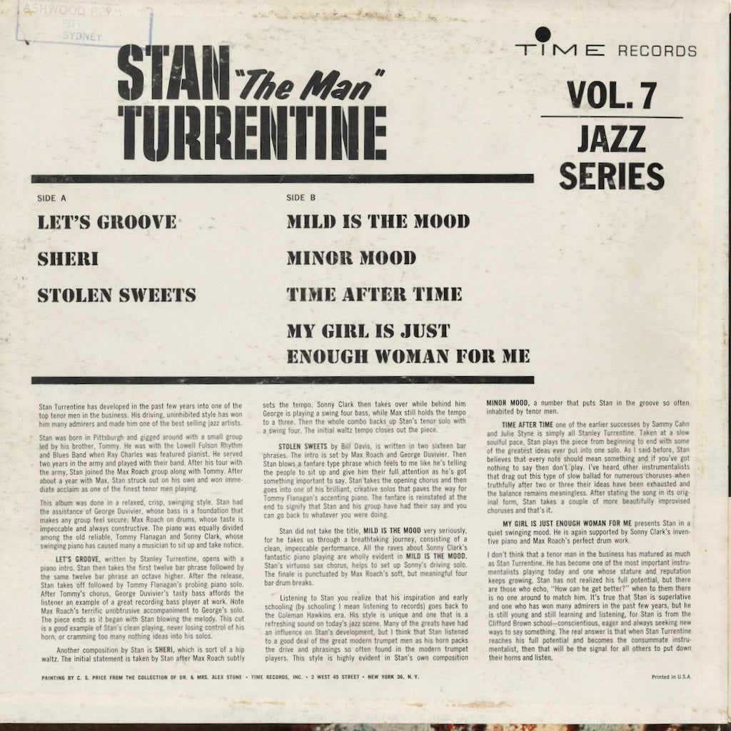 Stanley Turrentine / スタンリー・タレンタイン / Stan "The Man" Turrentine (Time Vol.7)