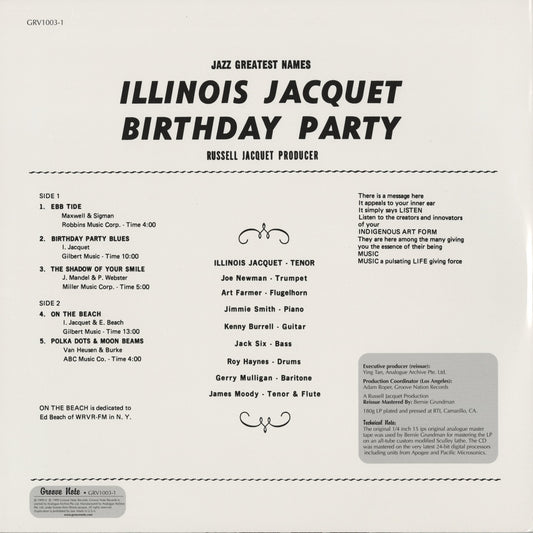 Illinois Jacquet / イリノイ・ジャケー / Birthday Party Vol.2 (GRV1003-1)
