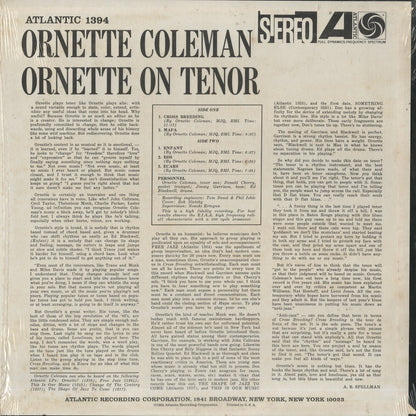 Ornette Coleman / オーネット・コールマン / Ornette On Tenor (SD 1394)