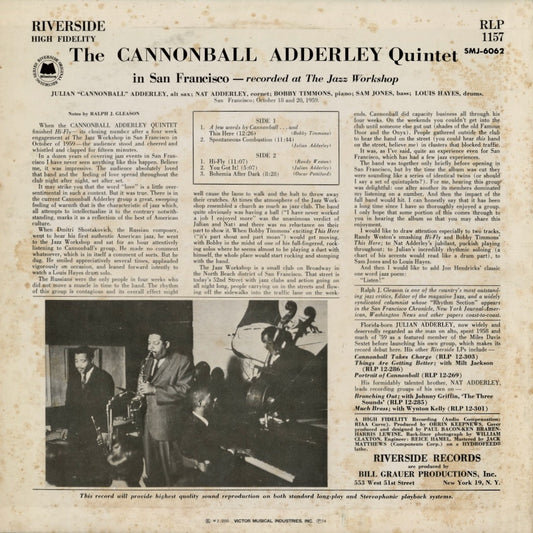 Cannonball Adderley Quintet – In San Francisco (SMJ-6062) LP 1974 JPN Riverside/Milestone - Victor | 中古LP
