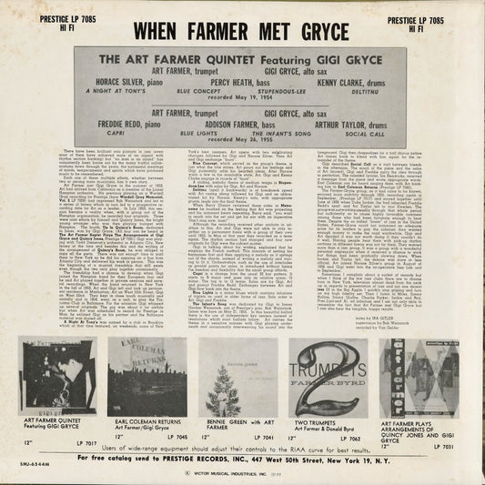 Art Farmer - When Farmer Met Gryce (SMJ-6544(M)) 1977 JPN Prestige - Victor｜中古LP