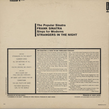 Frank Sinatra - Strangers In The Night (FS-1017) LP 1966 US Reprise｜中古LP