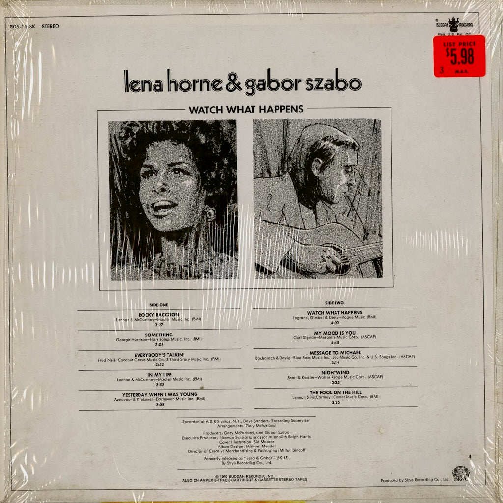 Lena Horne & Gabor Szabo – Watch What Happens (BDS 18 SK) LP 1970 US Buddah｜中古LP
