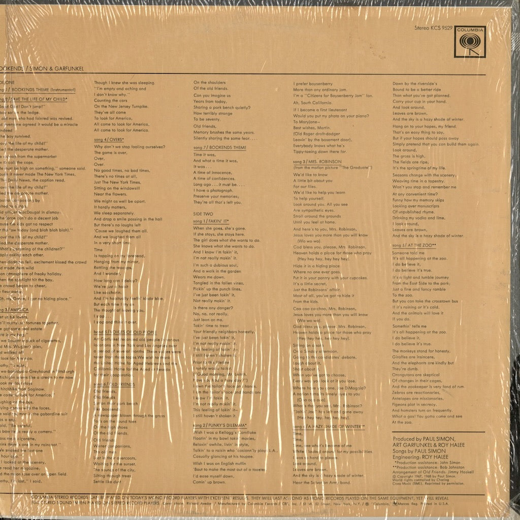 Simon and Garfunkel / サイモン＆ガーファンクル / Bookends (KCS 9529)