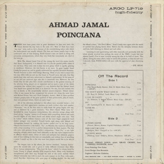 Ahmad Jamal – Poinciana (LPS-719) LP 1963 US Cadet｜中古LP