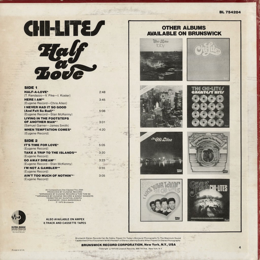 The Chi-Lites – Half A Love (BL754204) LP 1975 US Brunswick｜中古LP