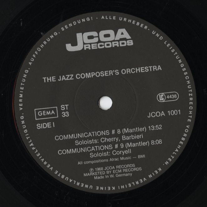 The Jazz Composer's Orchestra / ジャズ・コンポーザーズ・オーケストラ -2LP (JCOA 1001/2)